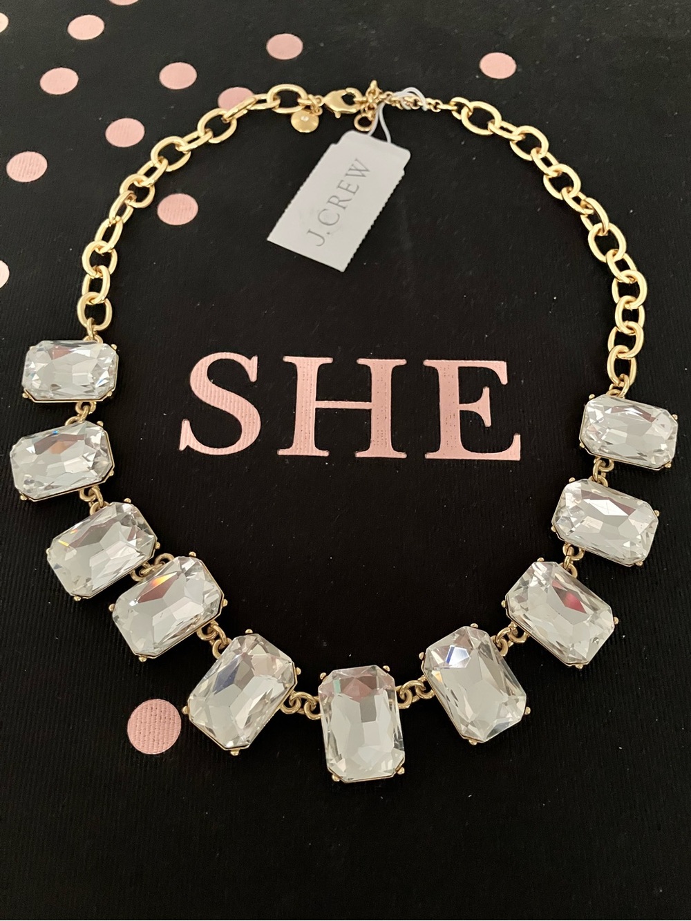 NWT J.Crew Crystal Statement Necklace  ( Gold Tone )